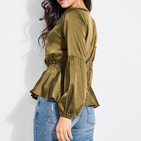 GUESS Surplice Peplum Top - Picture 2 of 3